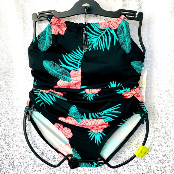 $10 SALE! Tummy Toning Control Tropical Leaf 1pc One Piece Swimsuit M (8-10) - Picture 7 of 8